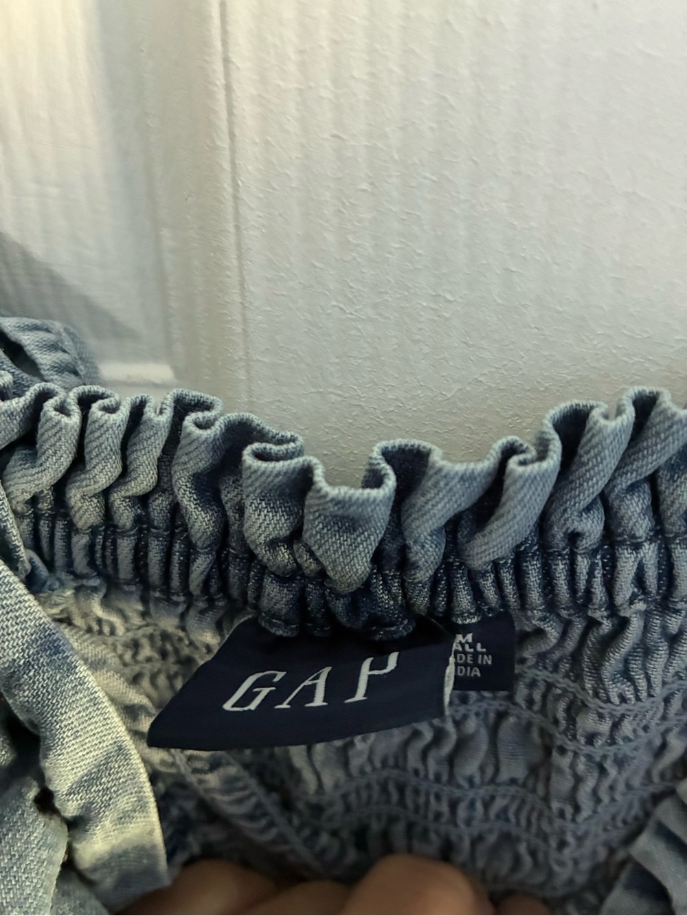 GAP Light Blue Smocked Long Strapless Dress Medium - Picture 4 of 5